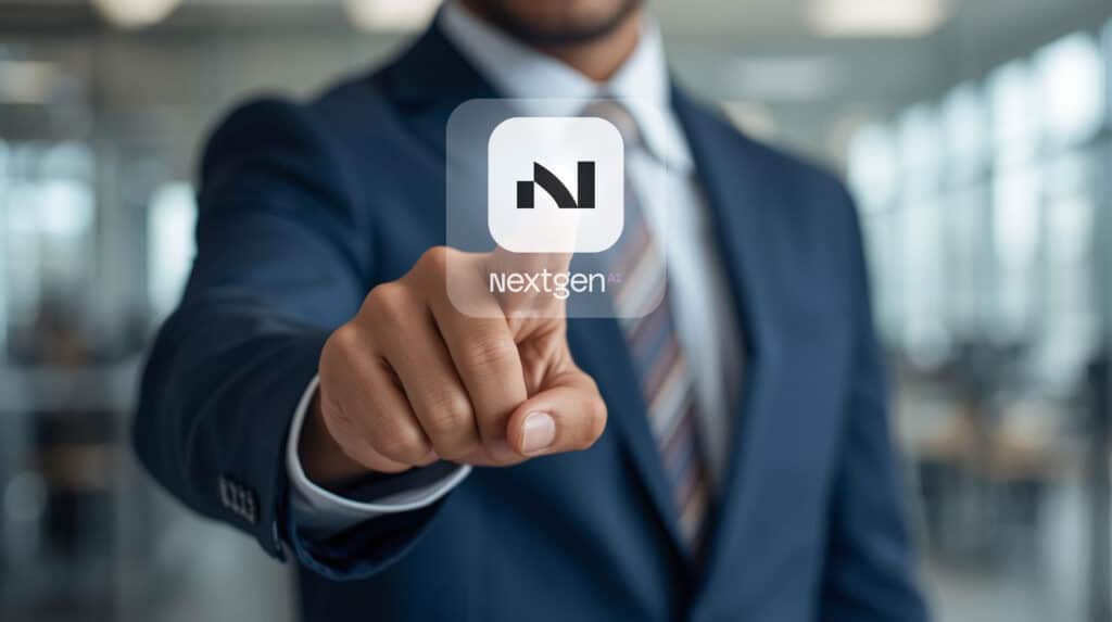 Business professional selecting NextGen Technologies AI platform for enterprise automation